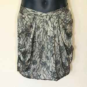 Forever 21 Skirt Nude/Black Lace Print Medium